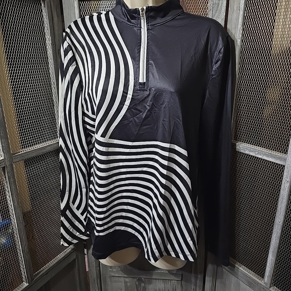 Women's Cegolfs Playful Nautical UPF 50+ 1/4 Zip Golf Shirt, NWT